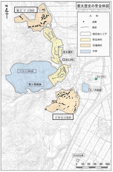 観音平・天神堂古墳群の位置図